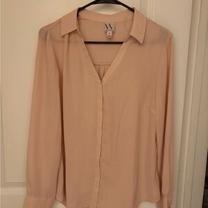 Worthington Light Pink V-Neck Blouse